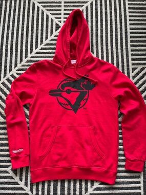 Mitchell & Ness Red Hoodie with Black Toronto Blue Jays Logo